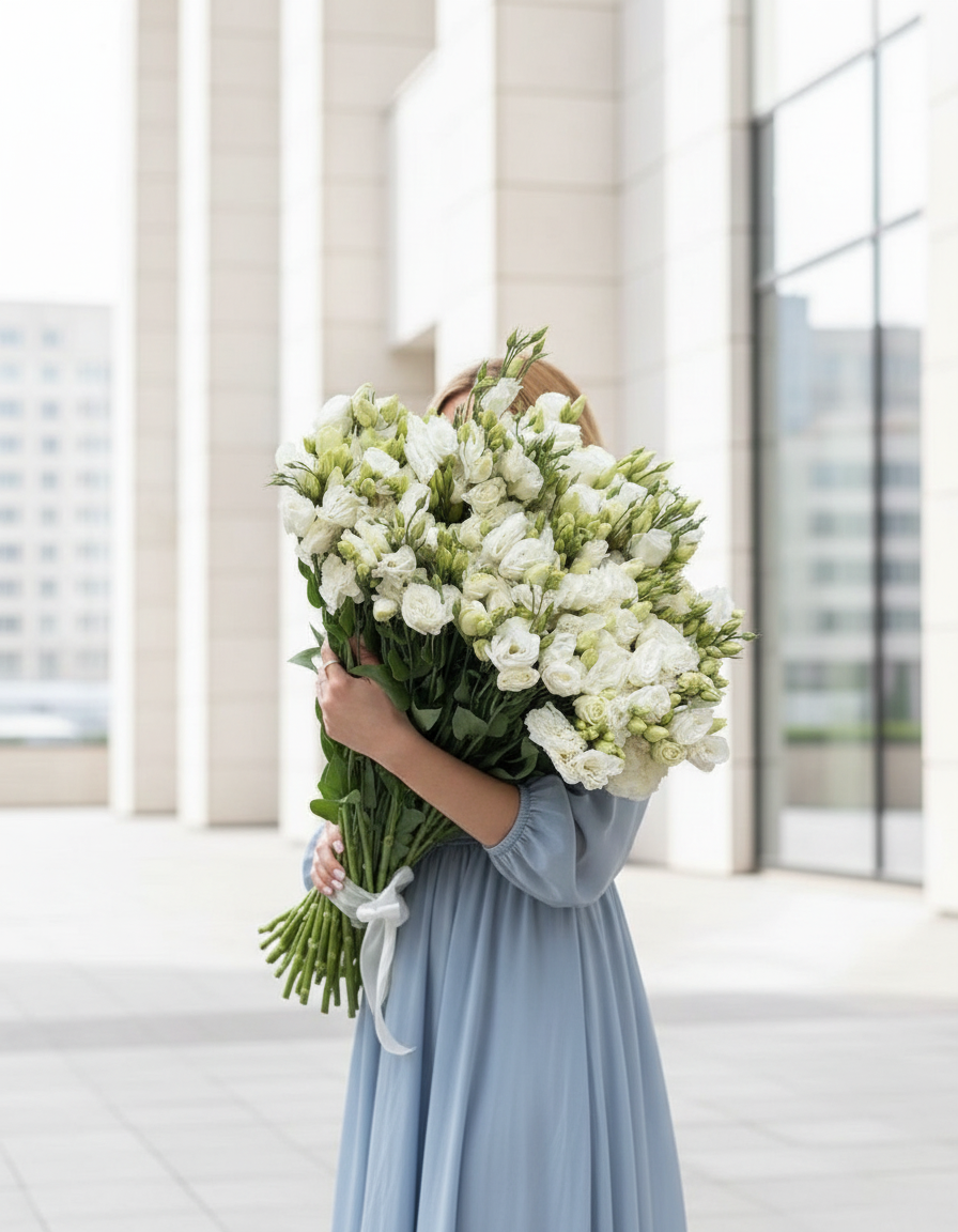 FLOWERS BOUQUET WITH 41 WHITE EUSTOMA