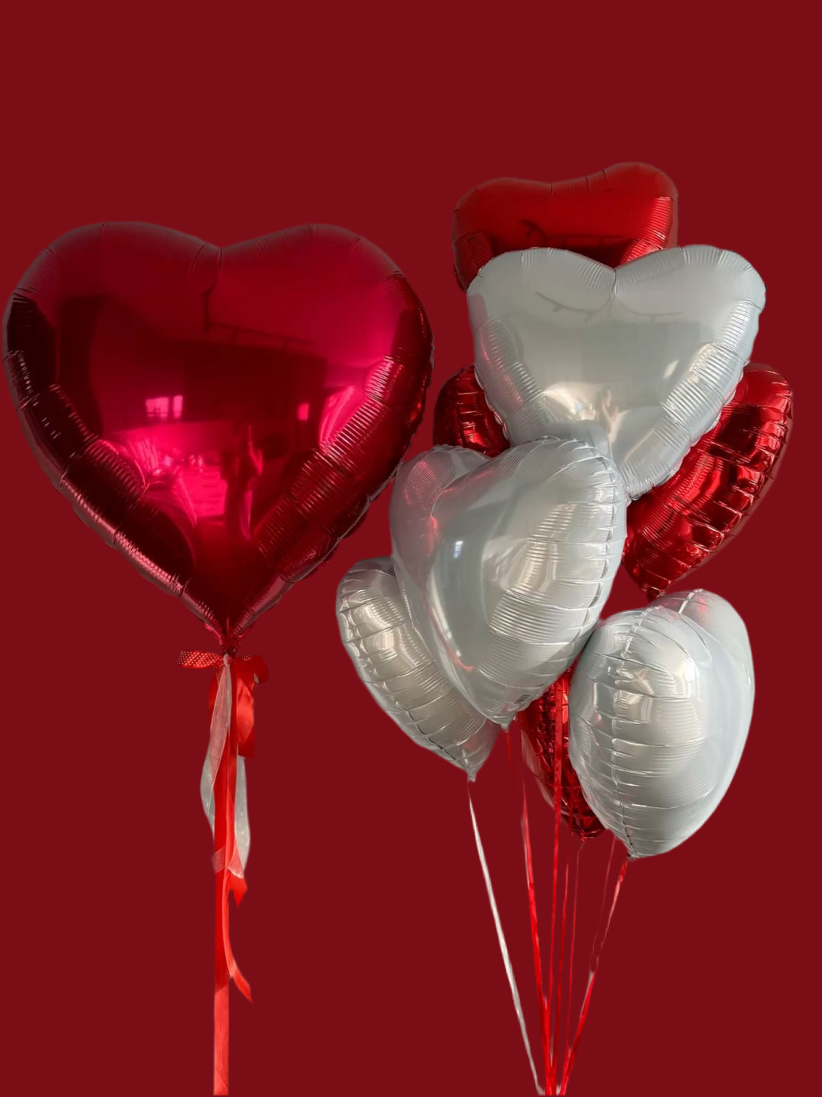 Helium balloon #0247 red heart and white