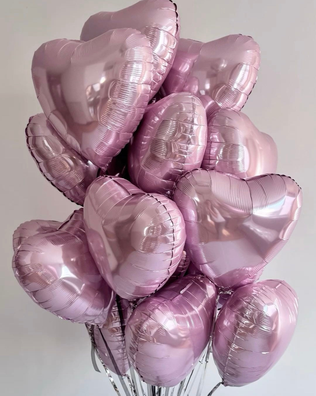 17 pink heart balloons bunch