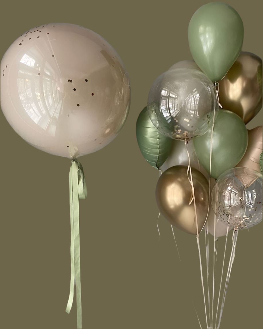 Helium balloon green and beige color #0271