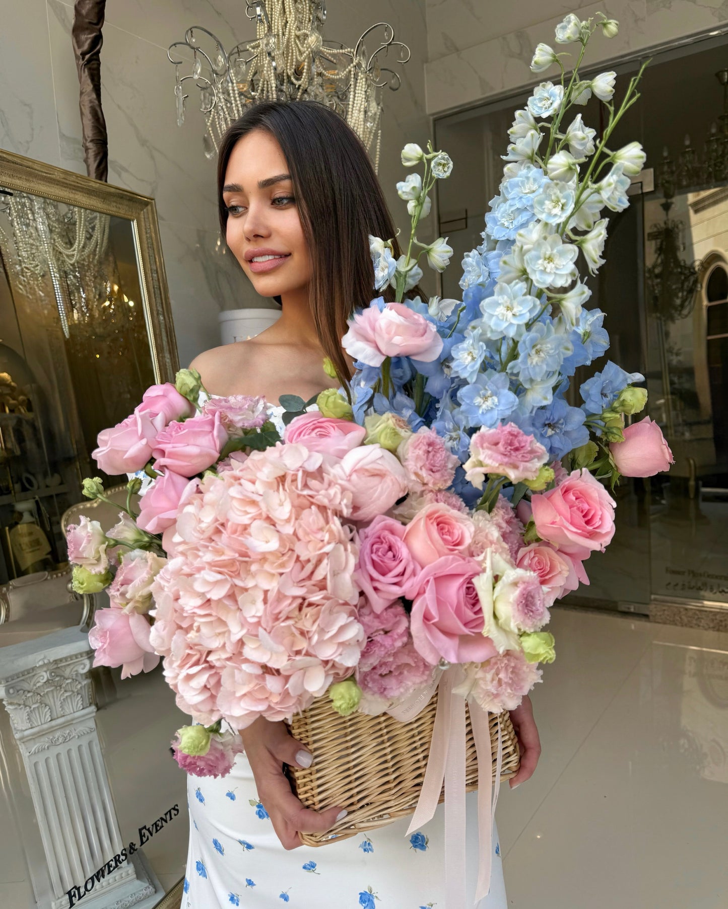Blue and pink basket
