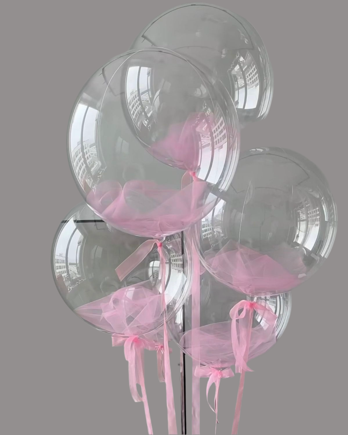 Hellium balloon “bubbles with ribbon pink” 24”