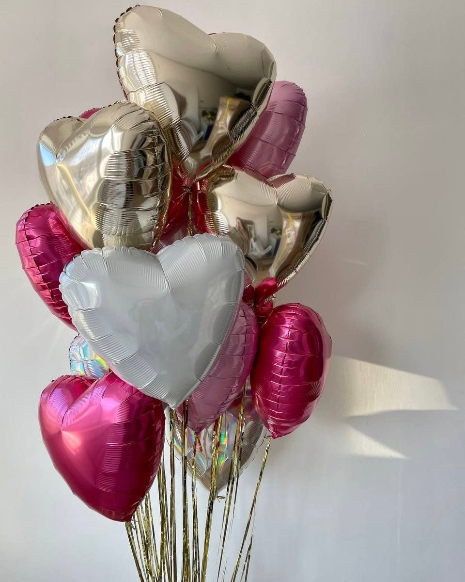 12 mix hearts balloons