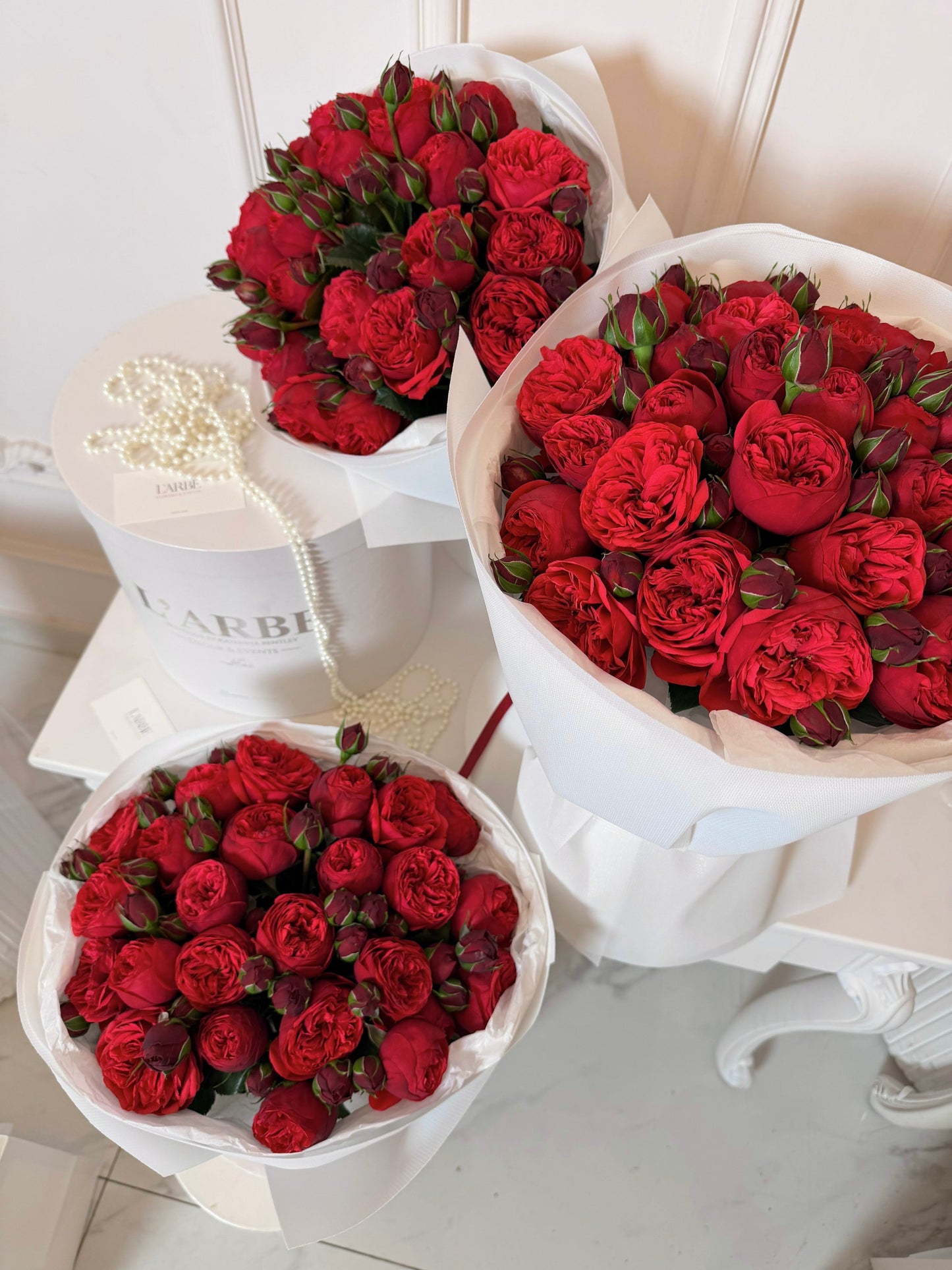 FLOWERS BOUQUETS WITH RED PIANO ROSES 3 PCS V142 “3 bouquets”