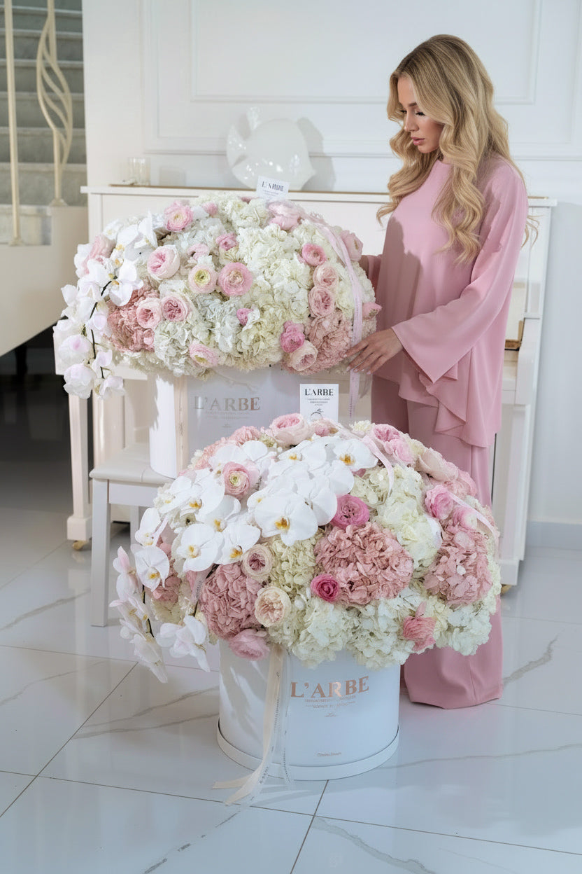FLOWERS SET WITH 2 HUGE BOXES WITH HYDRANGEAS “MIRACLE”