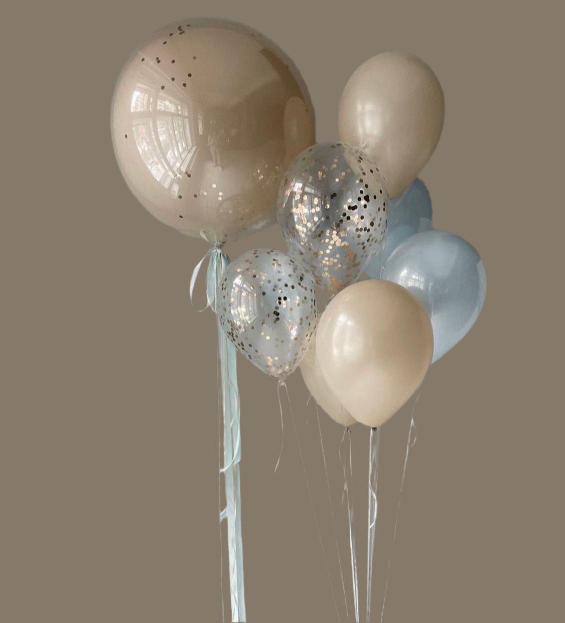 Helium balloon beige and blue color #0272