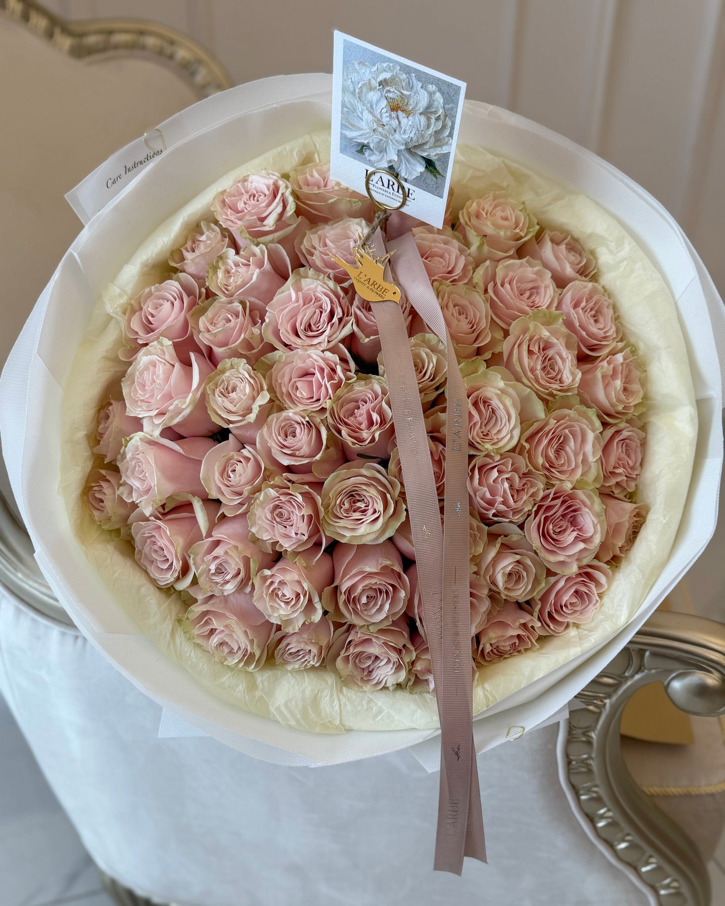 Flowers bouquet “Blush mondial roses” 51 pcs