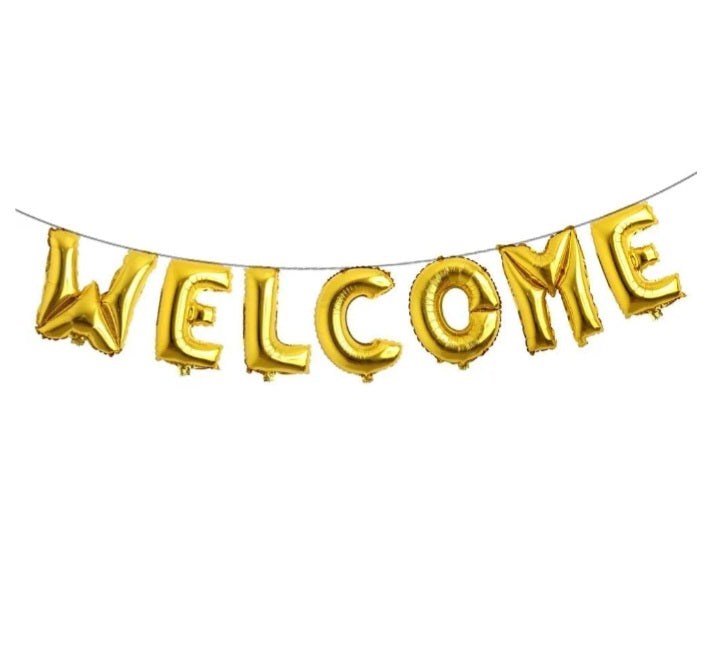 Balloons “Welcome” gold color