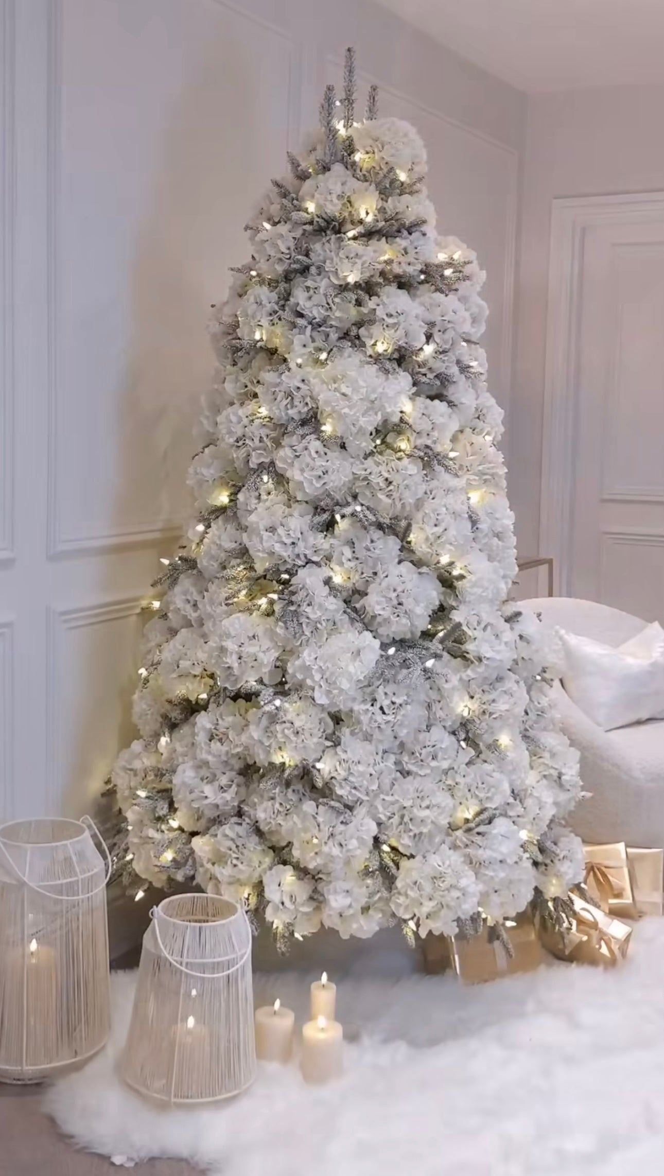 Christmas Tree (rent for season) with white flowers 2.4 m