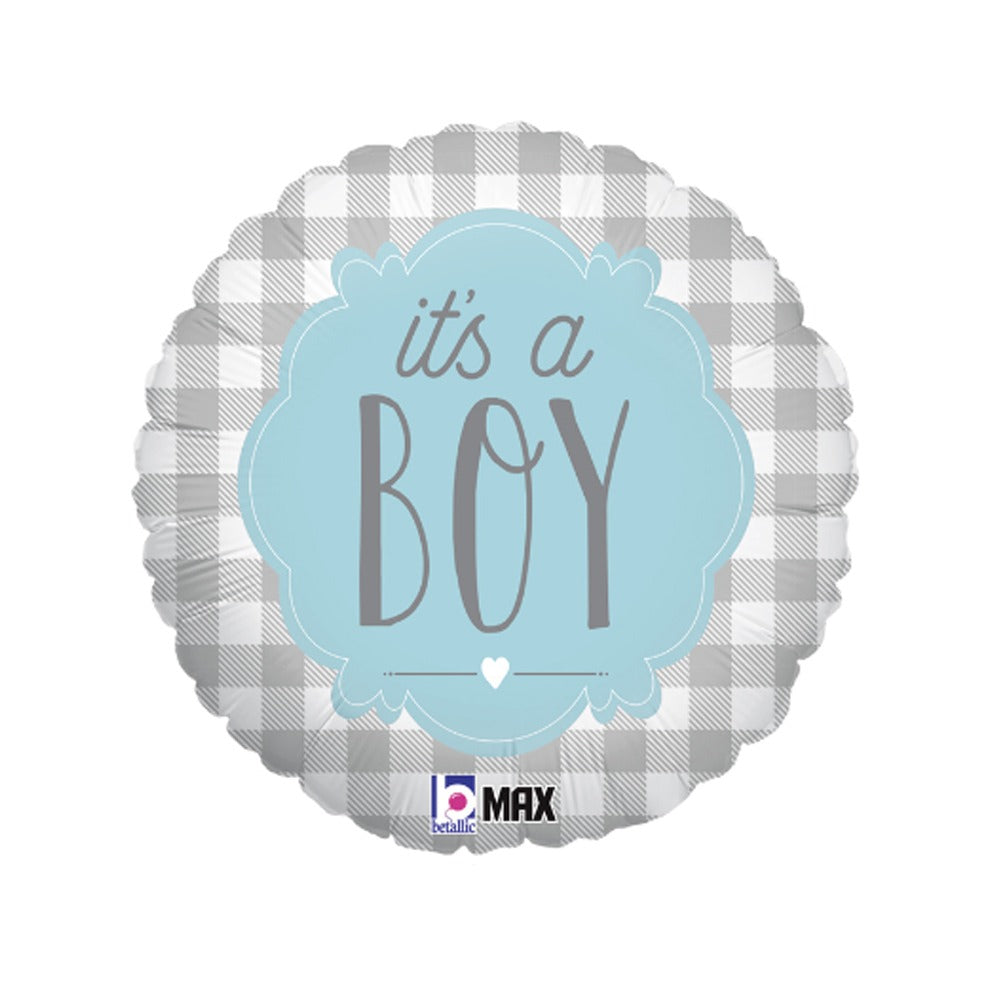 Hellium balloon boy buffalo plaid Italian brand