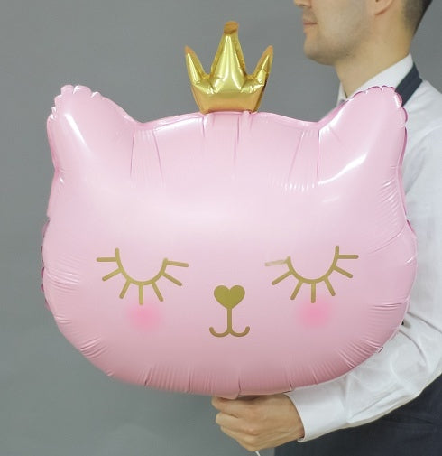 Helium balloon “Pink kitty with crown” Italian