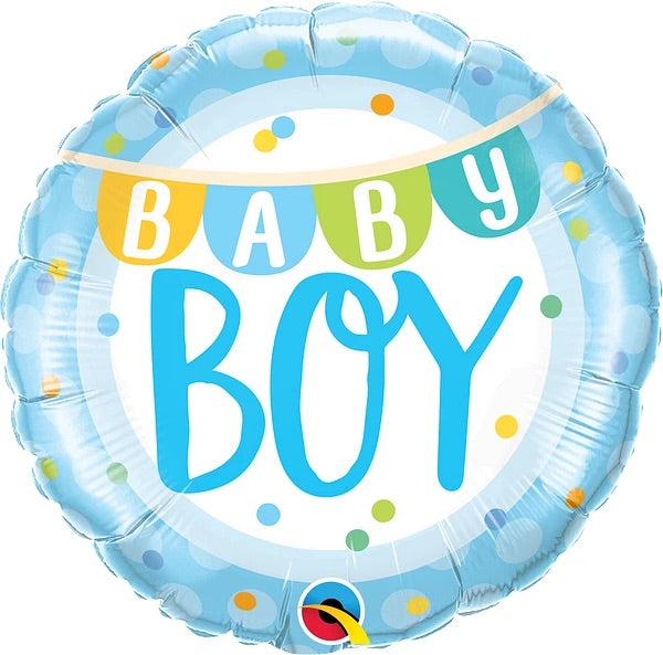 Hellium balloon Baby boy Banner Dots