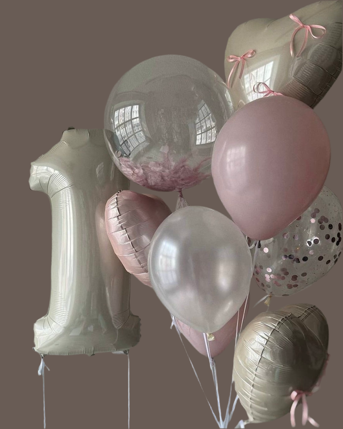 Helium balloon #0269 Happy Birthday beige color