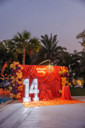 Elegant Orange & Luxury Birthday Photo Backdrop with Crystal Chandelier (Halloween backdrop)- rent