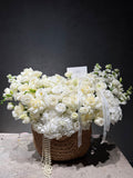 FLOWERS PEARL BASKET WHITE “REUVEL”