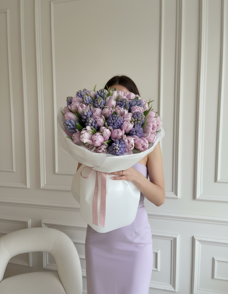 FLOWERS BOUQUET WITH TULIPS AND GYACINTH