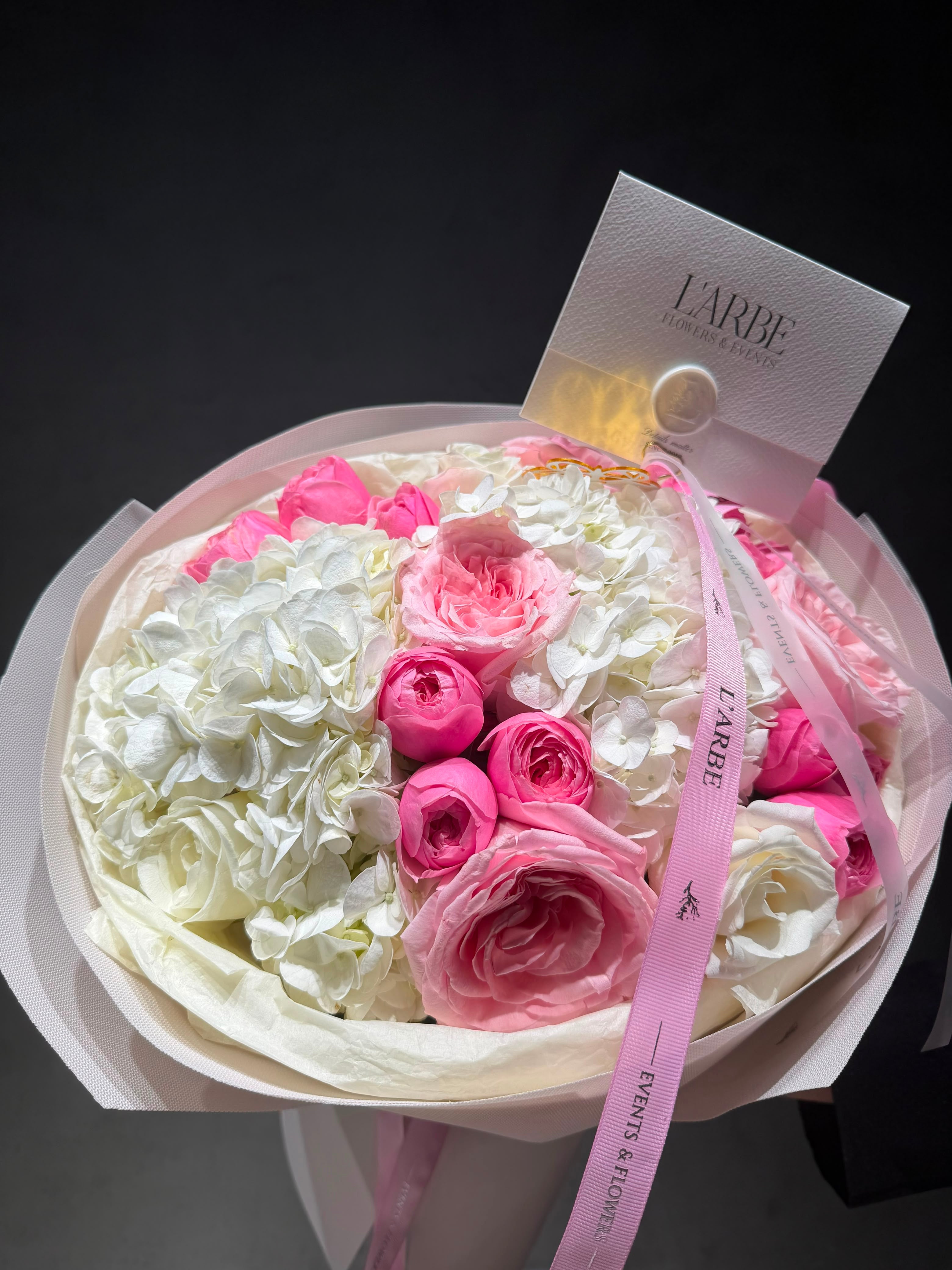 FLOWERS BOUQUET WITH ROSES AND HYDRANGEA “ASTER”