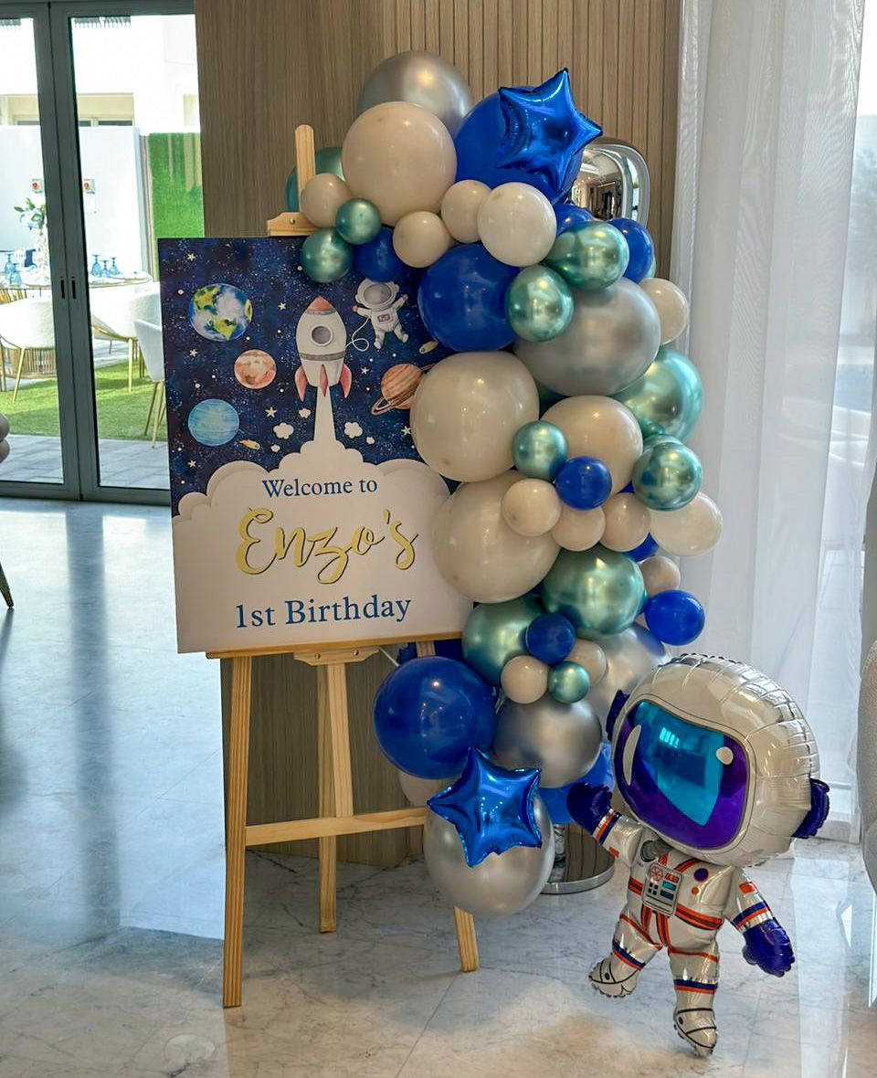Welcome stand with cosmonaut «First Time Around the Sun» (rent)