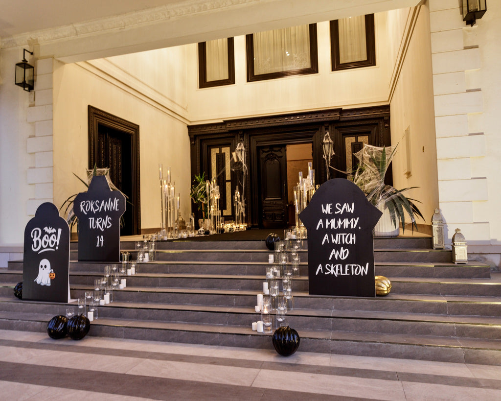 Spooky Chic Halloween Luxury Welcome Area with Gothic Decor & Candlelight - rent