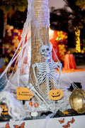 Spooky Skeleton Halloween Decor with Cobwebs & Pumpkin Accents - rent