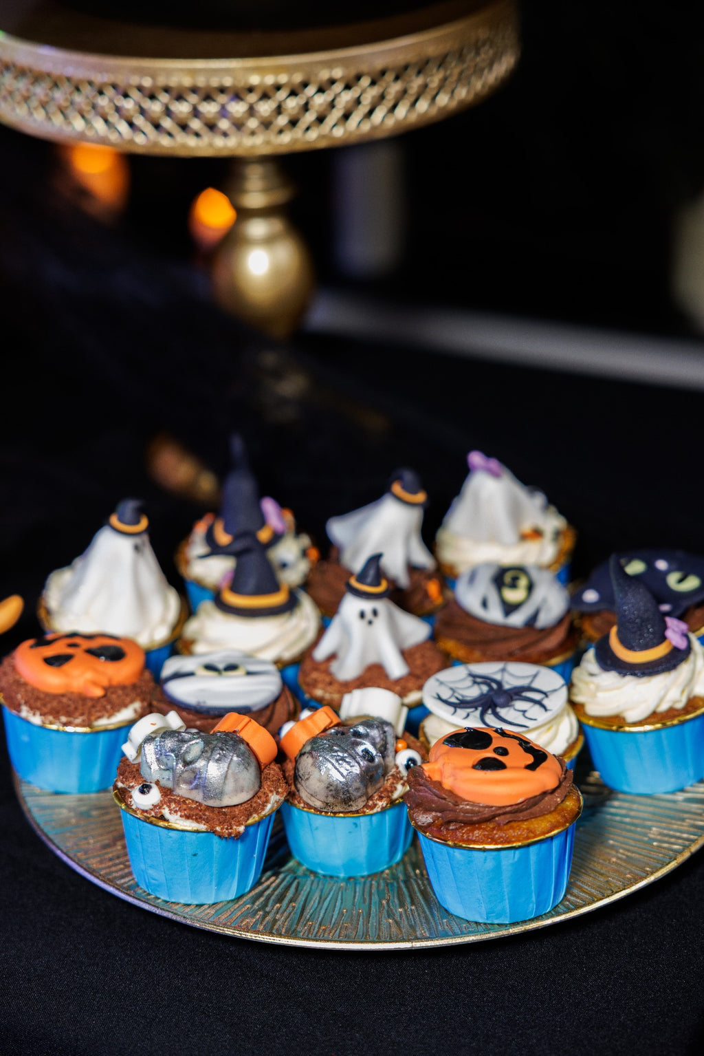Witch’s Cauldron Luxury Halloween Candy & Dessert Station with Black & Gold Decor