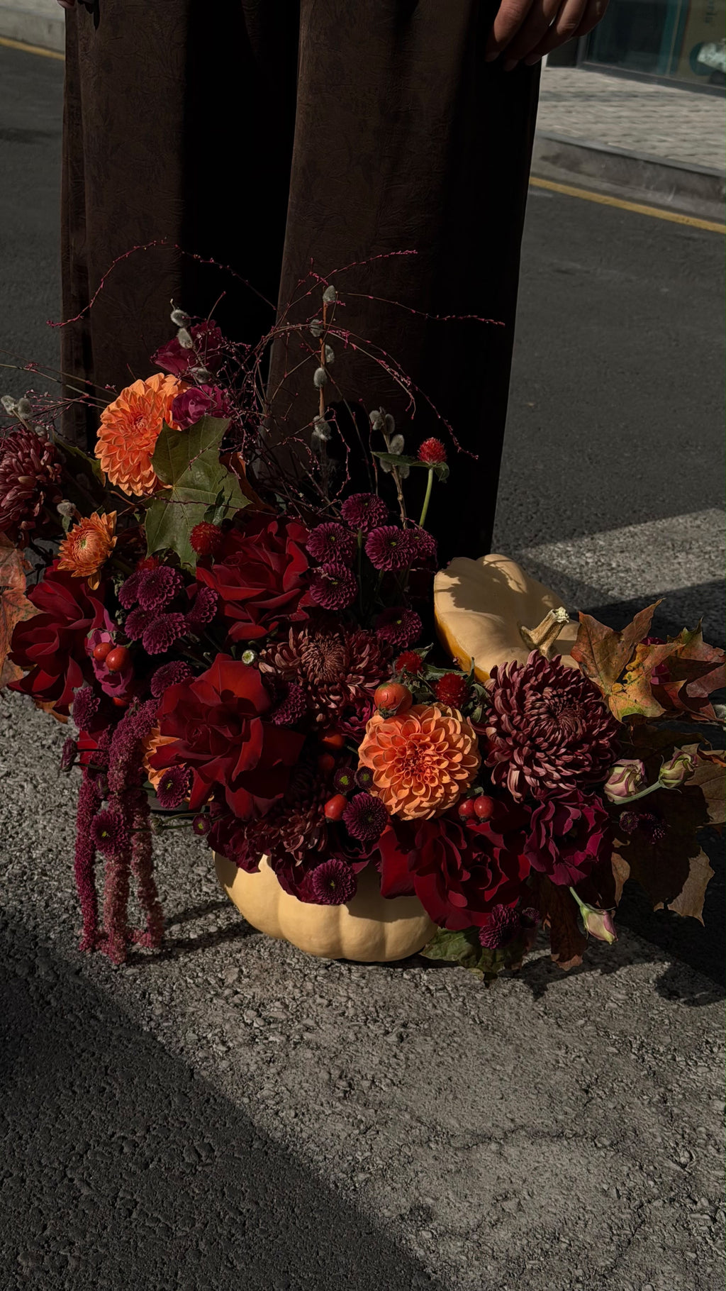 AUTUMN PUMKIN WITH FLOWERS