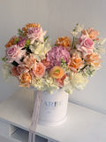FLOWERS WHITE BOX WITH MATTHIOLA, HYDRANGEAS AND RANUNCULUS