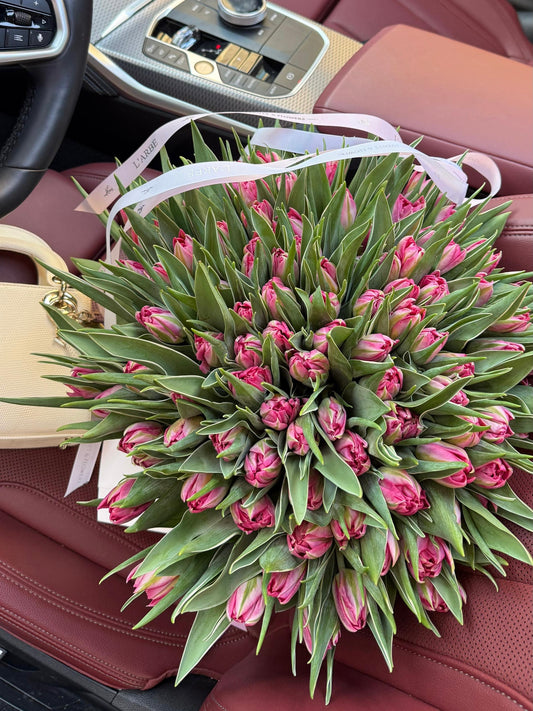 FLOWERS BOUQUET WITH DOUBLE PETAL TULIPS 105 PCS FLASHPOINT