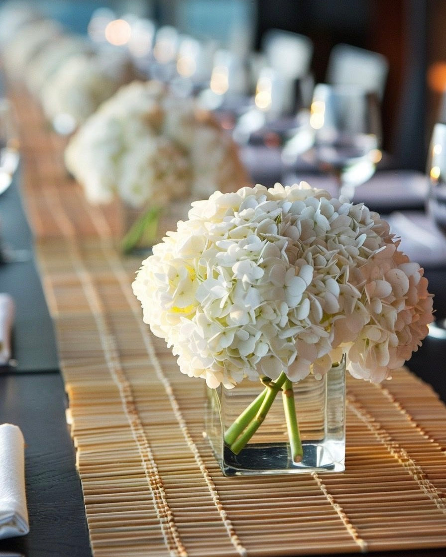 Fresh hydrangea and vase