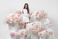 HUGE FLOWERS BOXES SET WITH HYDRANGEAS, ORCHIDS AND ROSES