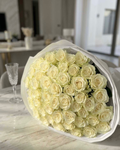 WHITE FLOWERS BOUQUET WITH ROSES 51 PCS