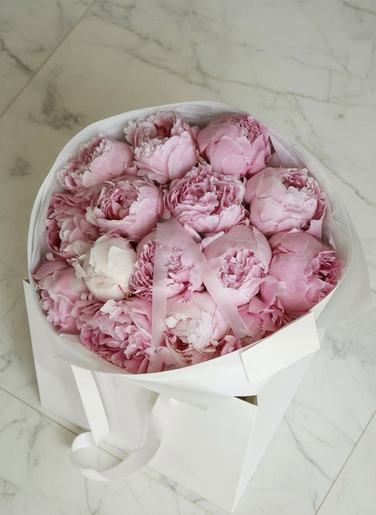 FLOWERS BOUQUET PINK PEONIES 15 PCS