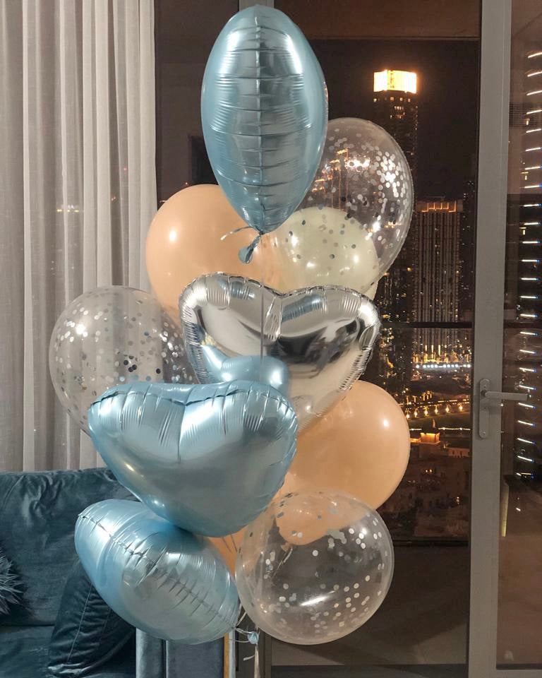 HELIUM BALLOONS “BLUE AND SILVER SET”