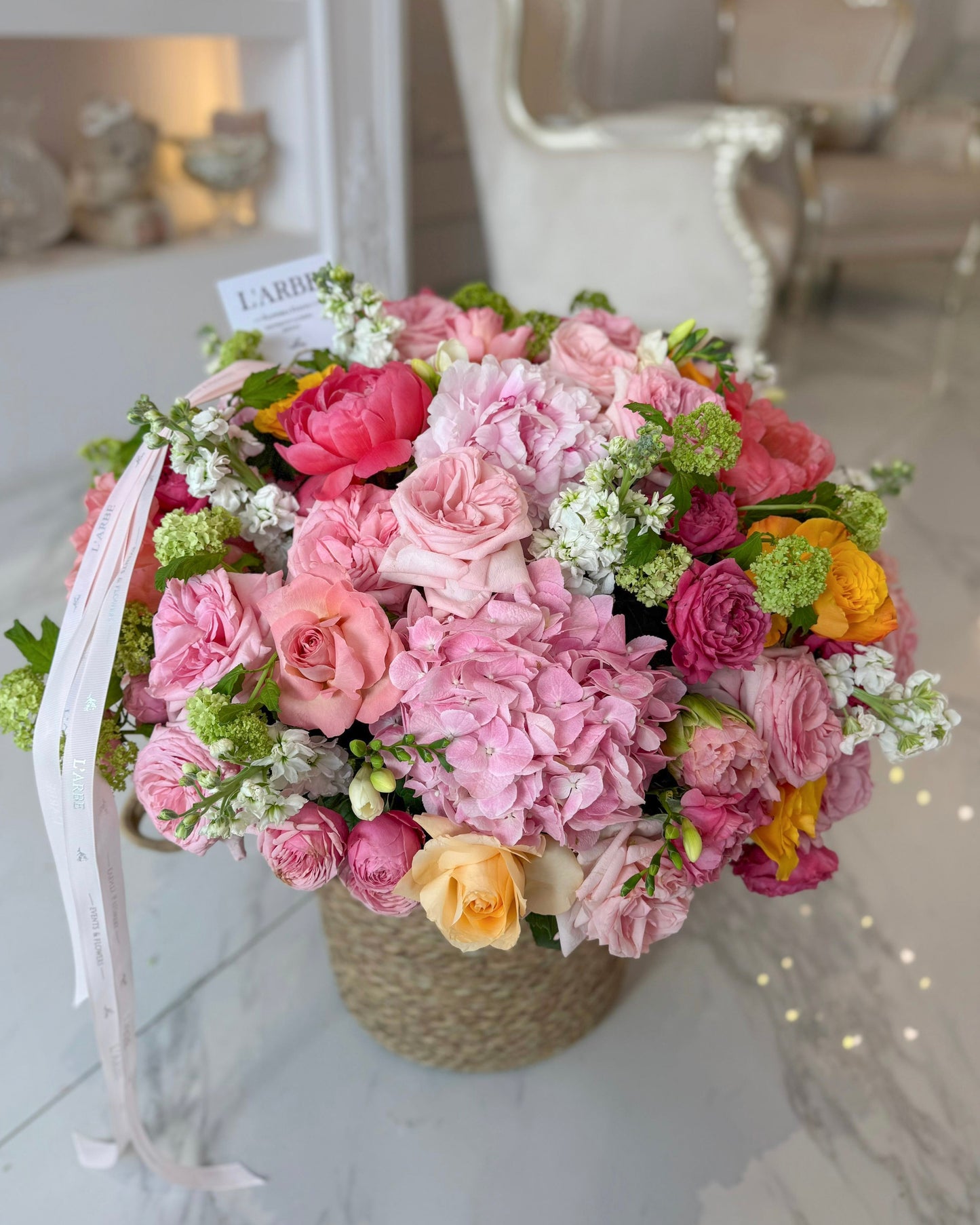 Flowers bouquet in basket “Herschel”