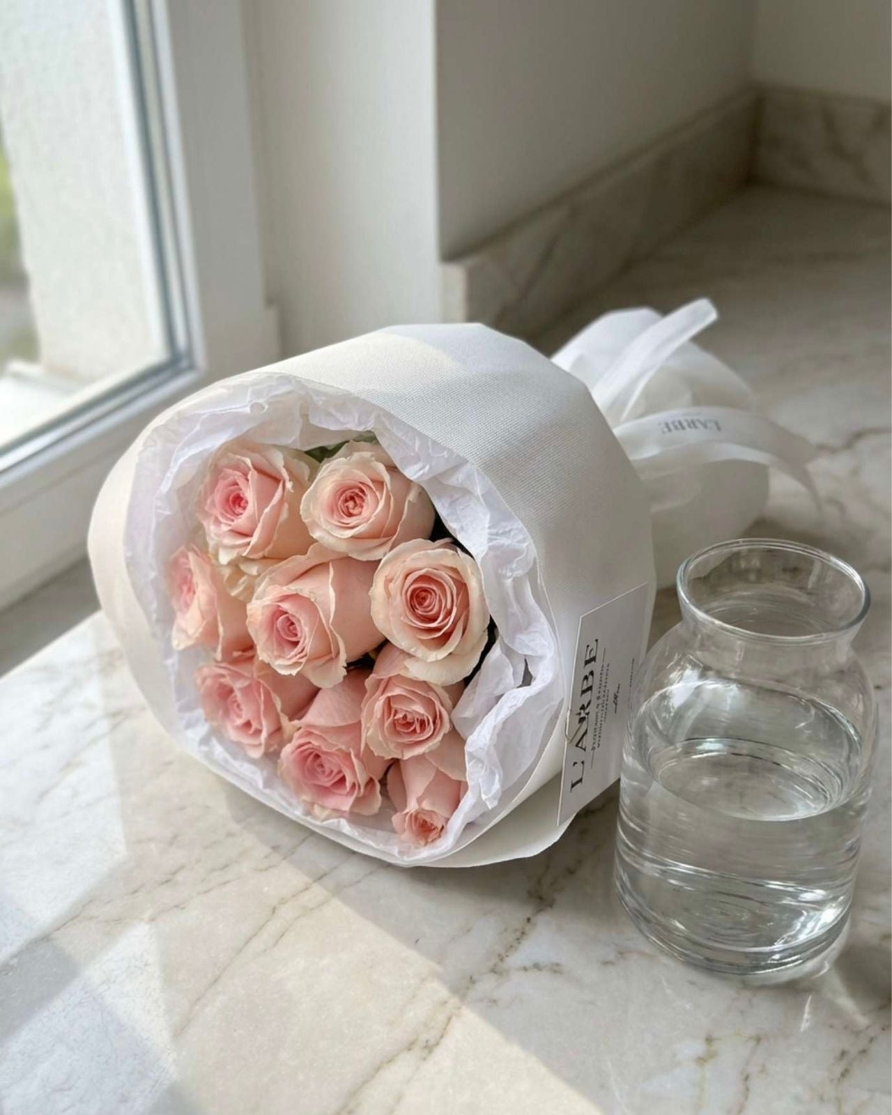 PINK FLOWERS BOUQUET “COMPLIMENTS 0107” WITH ROSES - 1 BOUQUET-11 ROSES