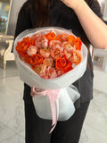 FLOWERS ORANGE BOUQUET WITH PEONY ROSES “THE AFFAIR”