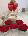 FLOWER BASKET - 1 PIECE - RED ROSES STANDART - 101 PCS