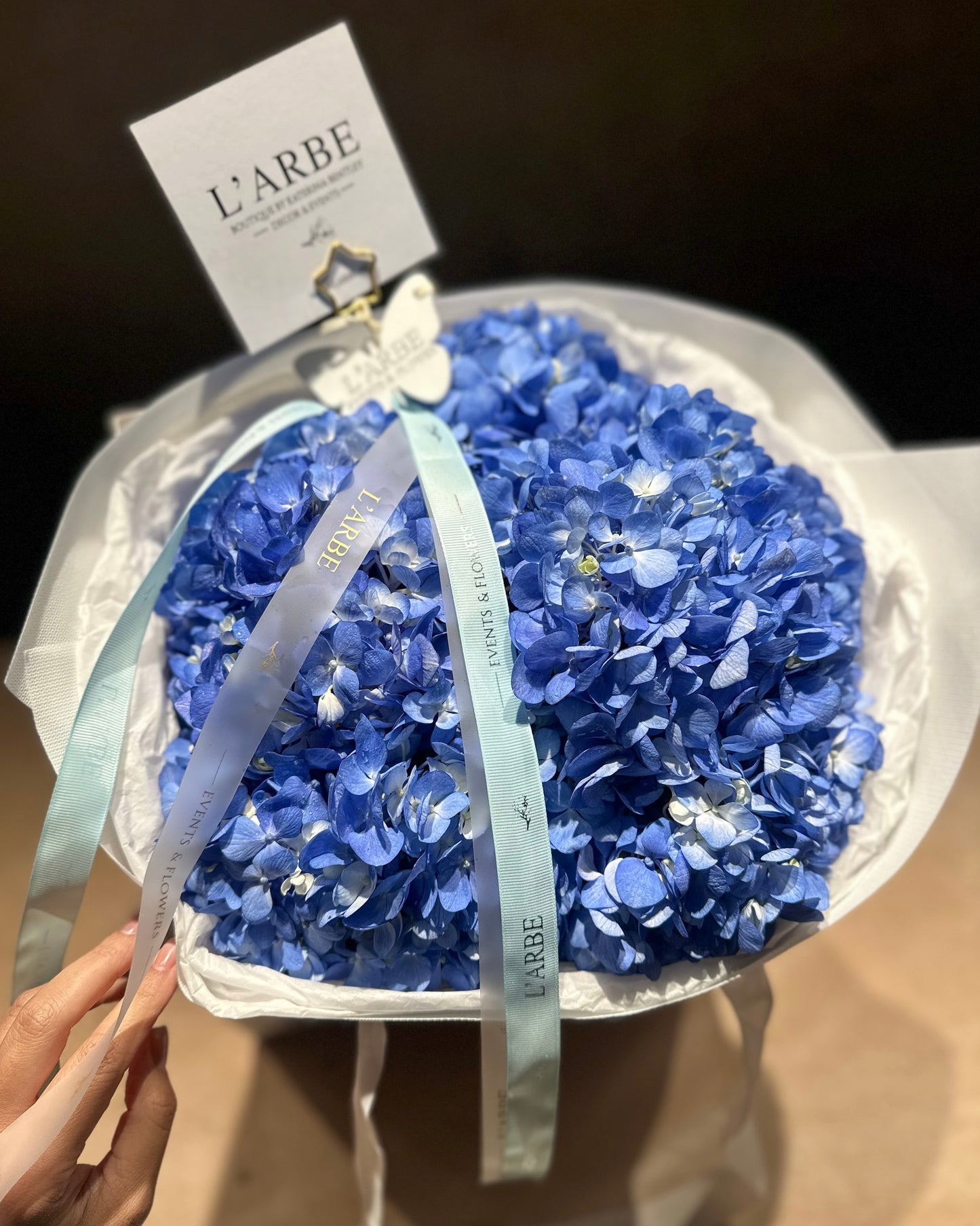 Blue hydrangeas flowers bouquet