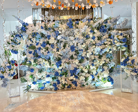 Flowers wall photozone “Light blue” (decor rent)