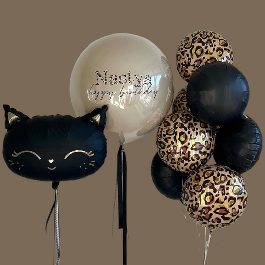 Helium Mix balloons with black kitty (Text is not included)