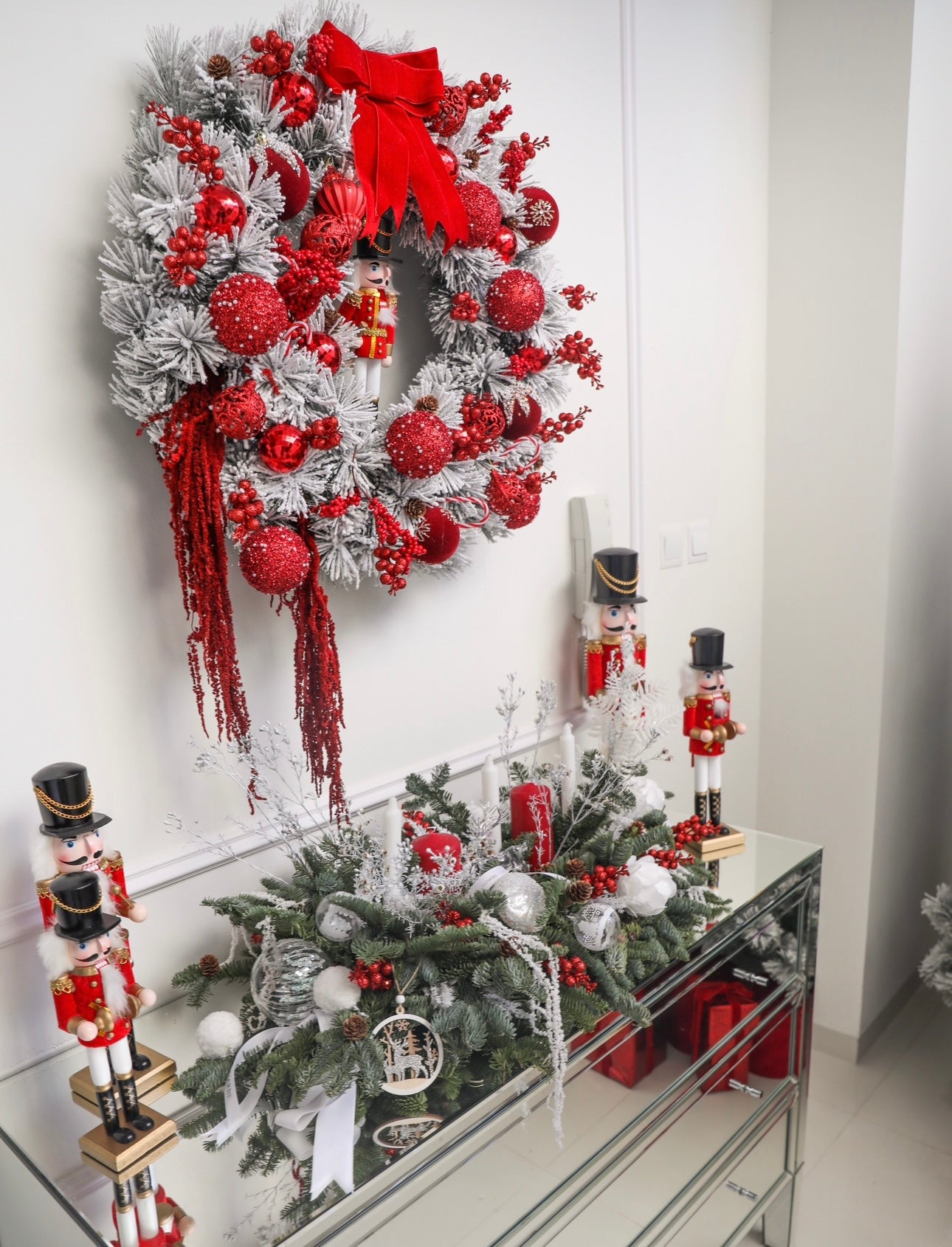 Huge Christmas Wreath with nutcrackers artificial