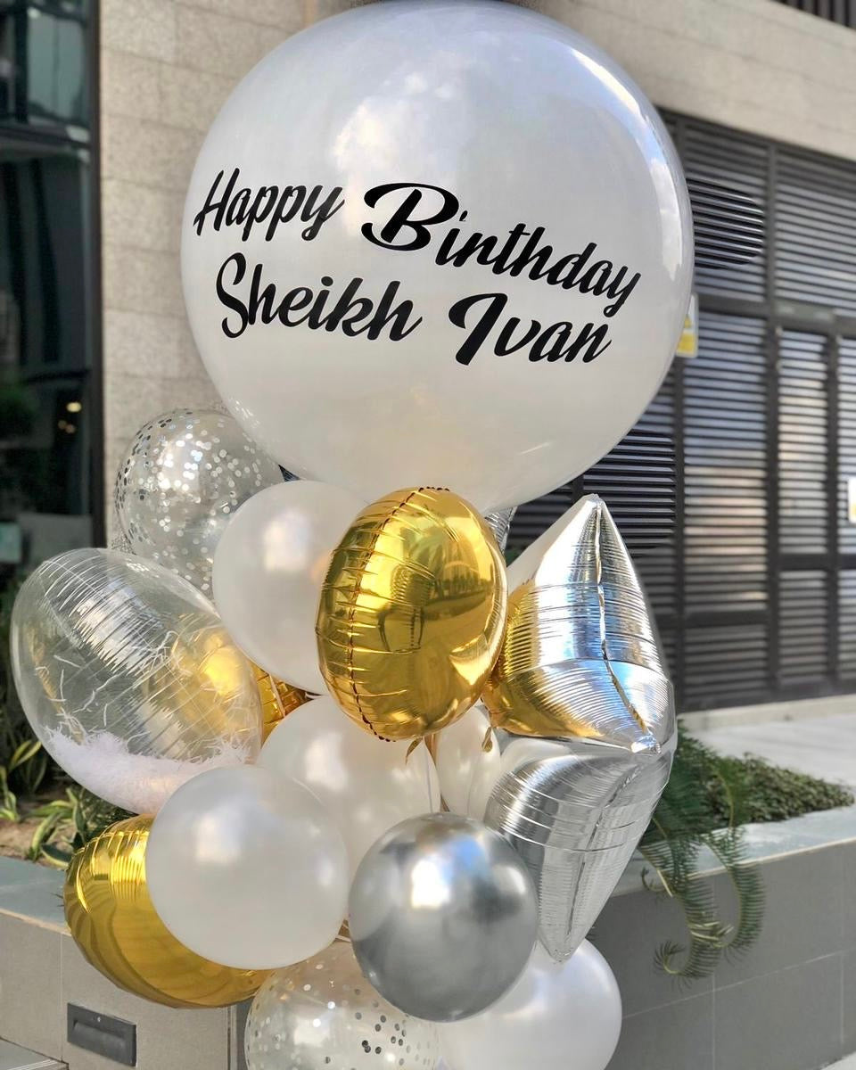 HELIUM BALLOONS “WHITE AND GOLD MIX”