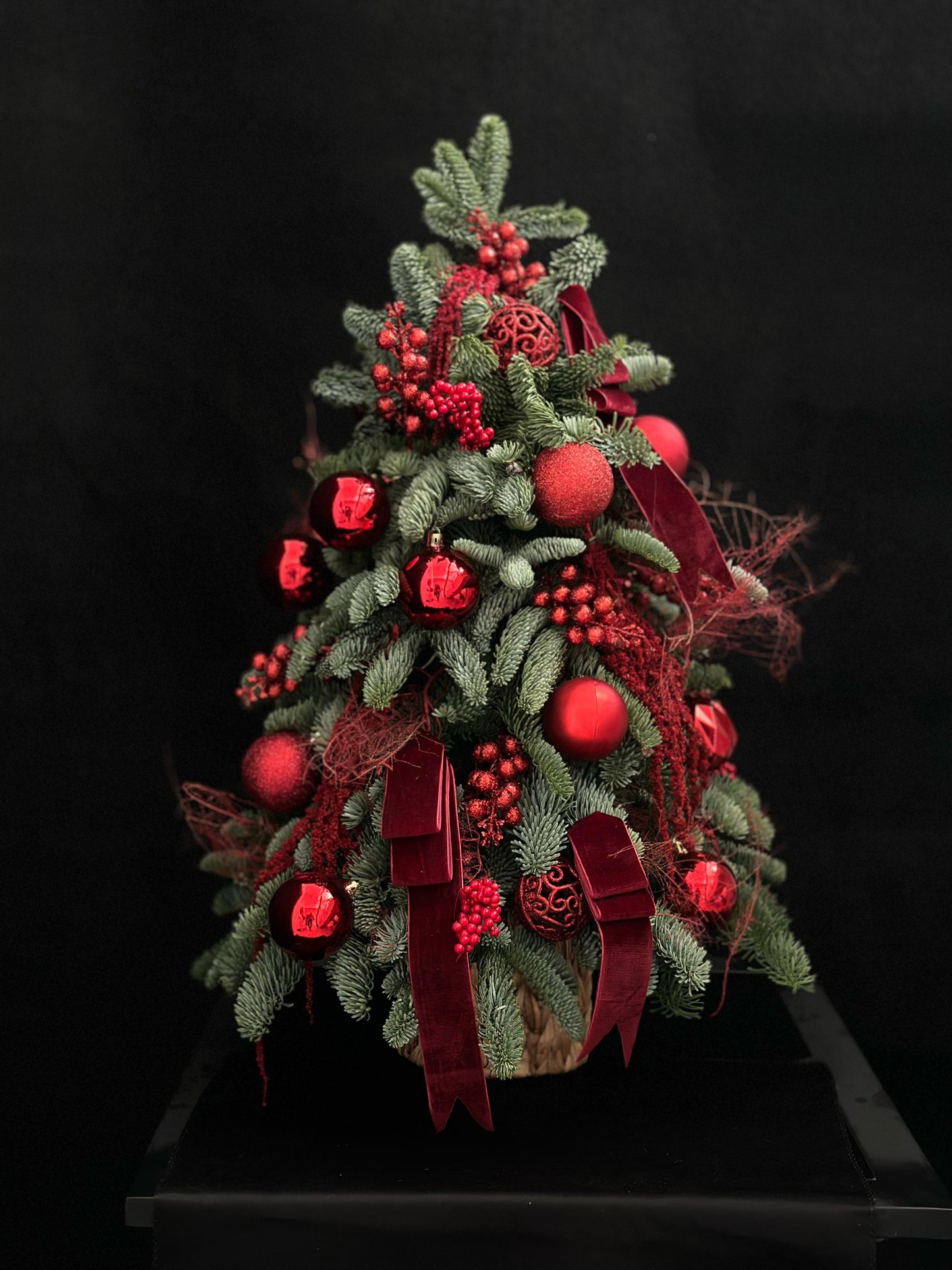 Christmas decor fresh nobilis 
“Red small Christmas tree” 70 cm