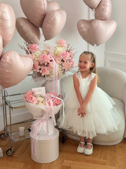 FLOWERS SET WITH BOX, BOUQUET AND BALLOONS