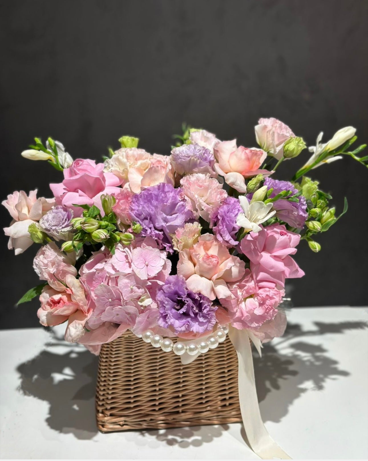 Flowers Basket “Patricia” with pearls