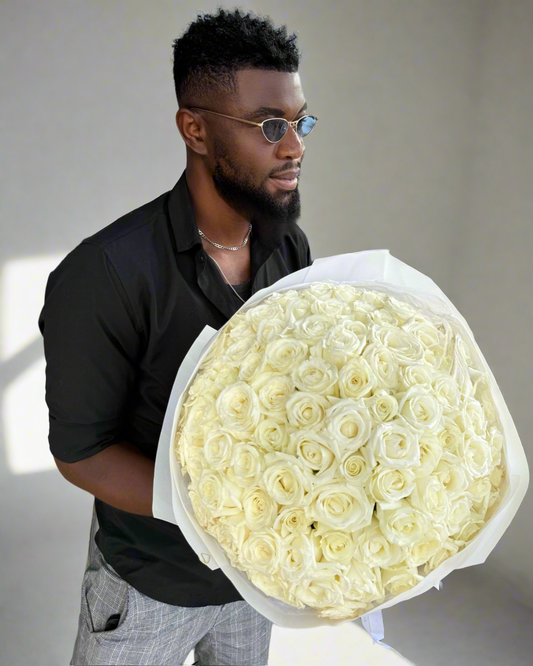 Flowers bouquet “White roses 121pcs”