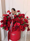 RED FLOWERS BOX WITH ROSES “HUSHLO” V130