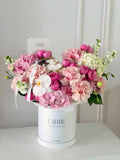 FLOWERS BOX WITH HYDRANGEAS AND PHALENOPSIS PINK AND WHITE