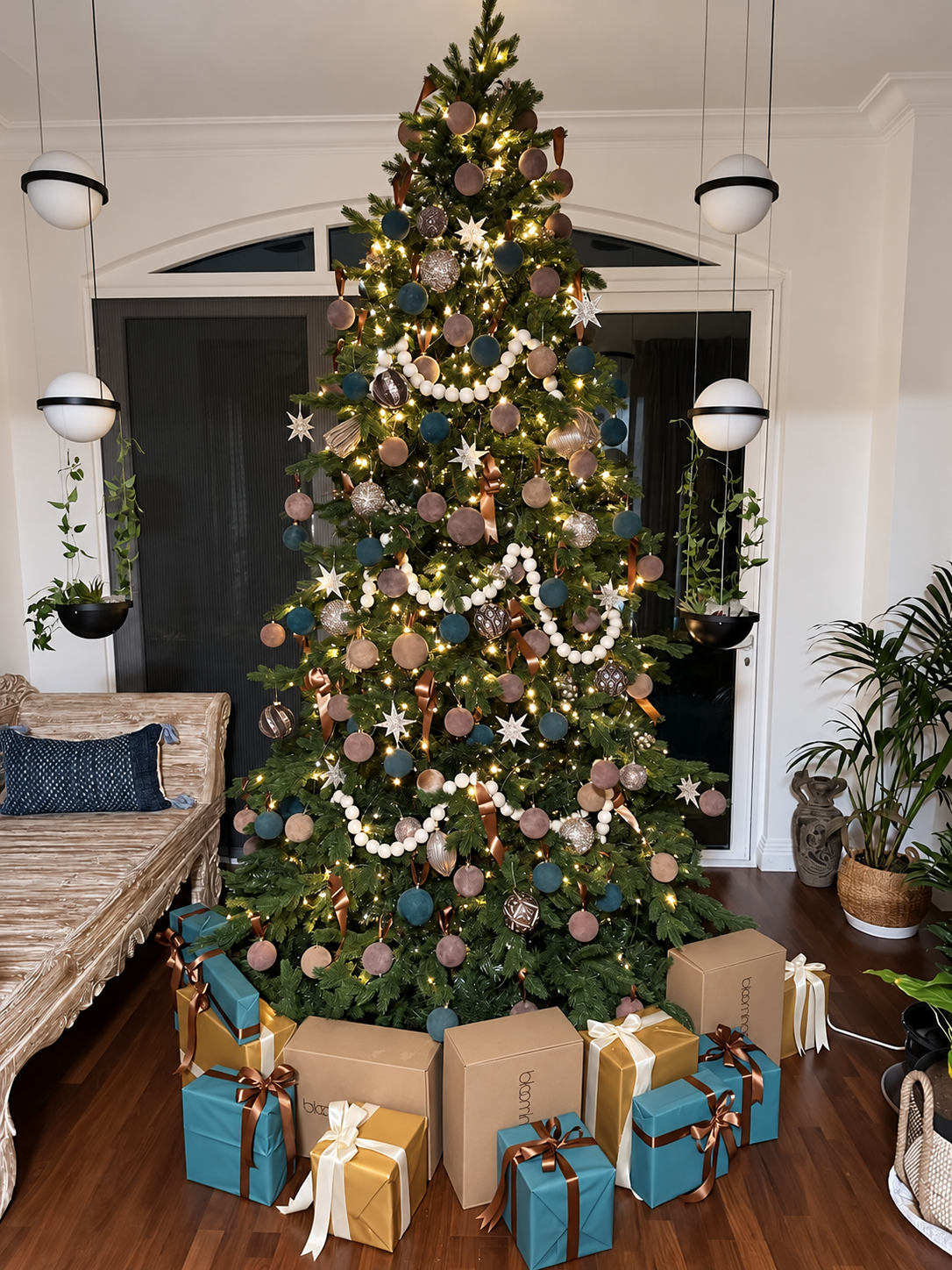 Teal, Taupe & Bronze Luxury Premium Green Christmas Tree 3 m / 9.8 ft