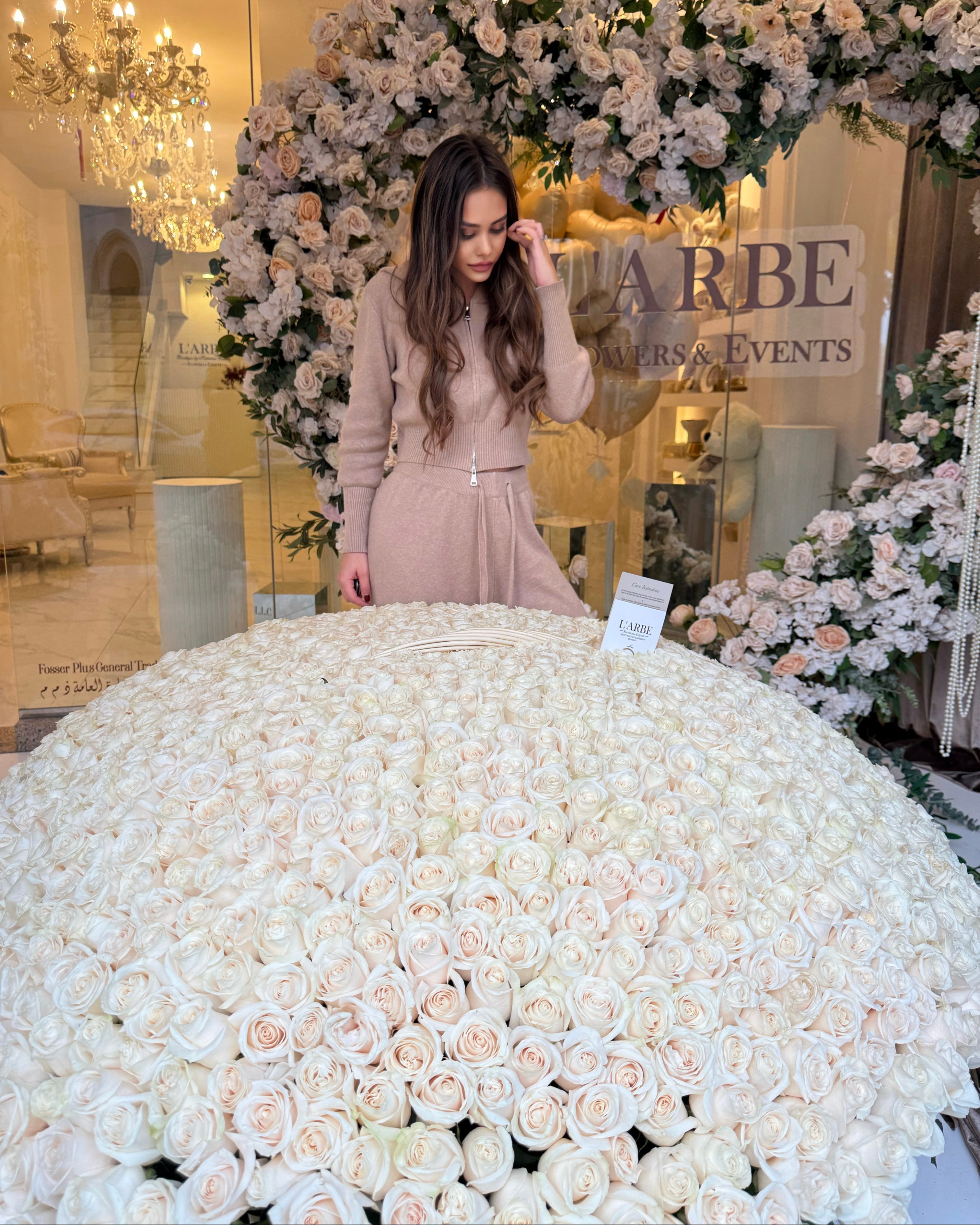 EID MUBARAK EDITION FLOWERS BASKET -1001 PREMIUM CREAM ROSES